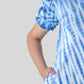 Girls Kids Pure Cotton Tie Dye Shibori Style Puffed Sleeve Dress (Classic Blue)