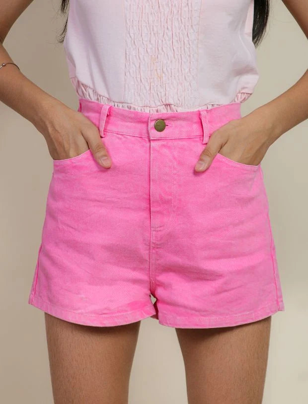 Candy Pink Girls Shorts denim-Tweeny Mini
