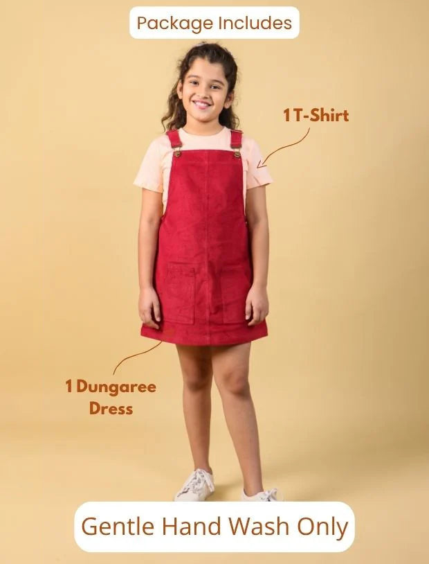 Classic_Corduroy_Pinafore_Dress_for_Girls_Kids_Red_with_T_shirt-Tweeny Mini