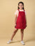 Classic Corduroy Pinafore Dress for Girls Kids (Red)with T shirt -Tweeny Mini