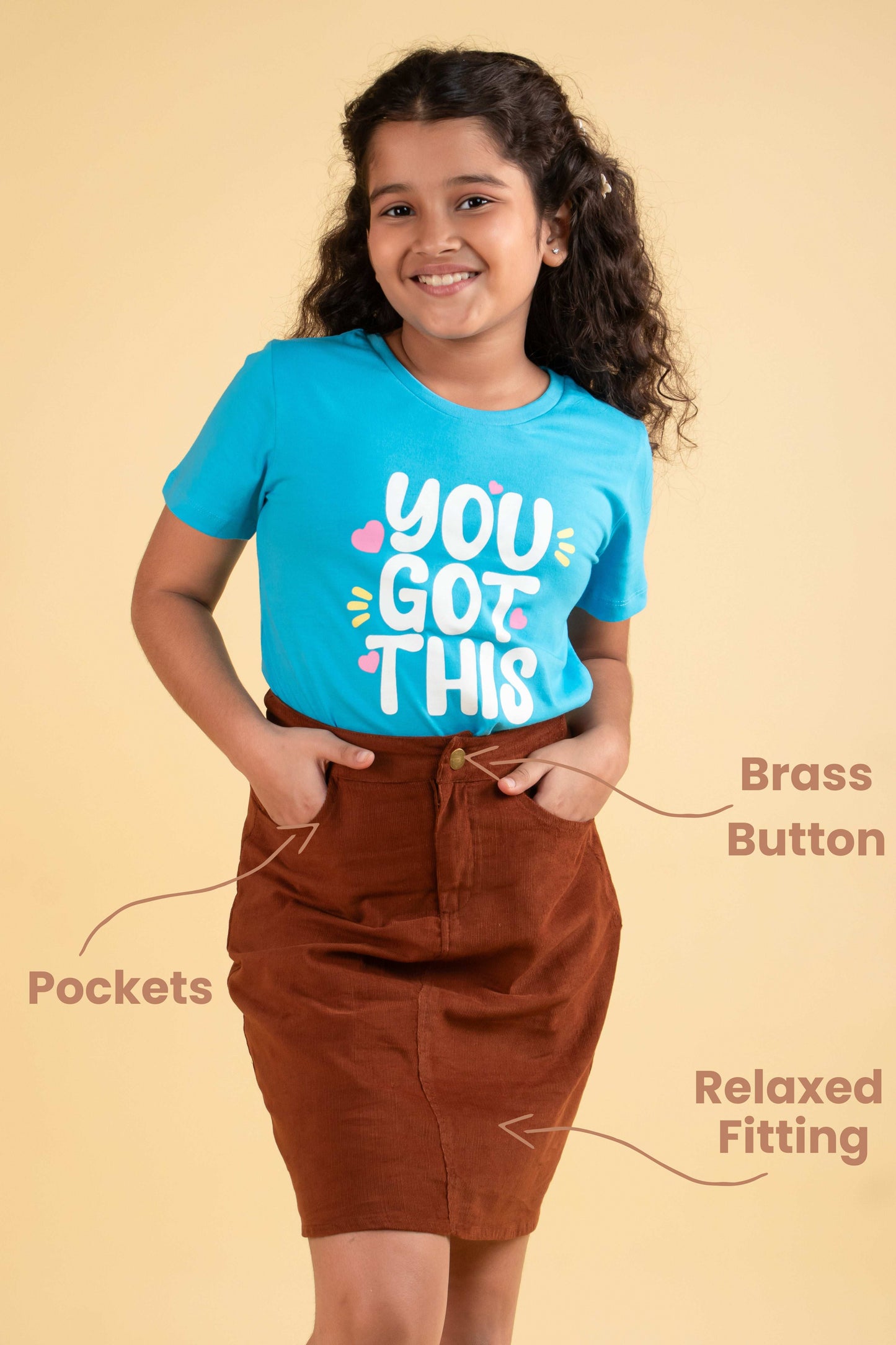 Classic A Line Corduroy Skirt for Girls Kids (Rust) - Tweeny Mini