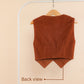 Brown sleeveless top on a hanger with 'Back view' text on a beige background
