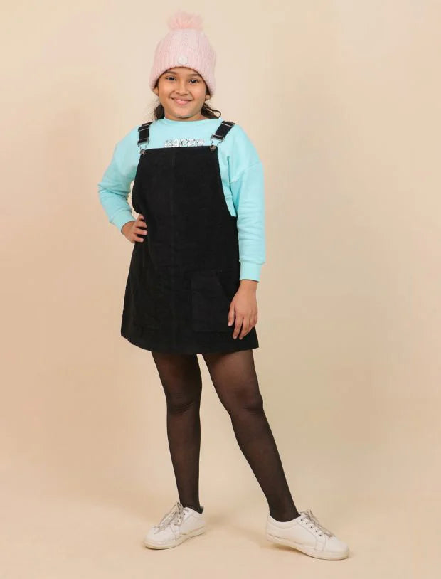  Cotton Sweatshirt with Corduroy Pinafore Dress -Tweeny Mini