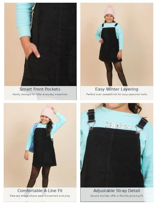  Cotton Sweatshirt with Corduroy Pinafore Dress-Tweeny Mini