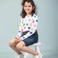 Hand Printed Pure Cotton T-Shirt for Girls Kids (Multi Polka Dot) - Tweeny Mini