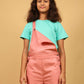 Cargo Twill Cotton Dungaree for Kids Girls with Half Sleeve T-Shirt (Peach) - Tweeny Mini