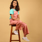 Cargo Twill Cotton Dungaree for Girls Kids (Peach) - Tweeny Mini