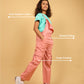 Cargo Twill Cotton Dungaree for Kids Girls with Half Sleeve T-Shirt (Peach) - Tweeny Mini