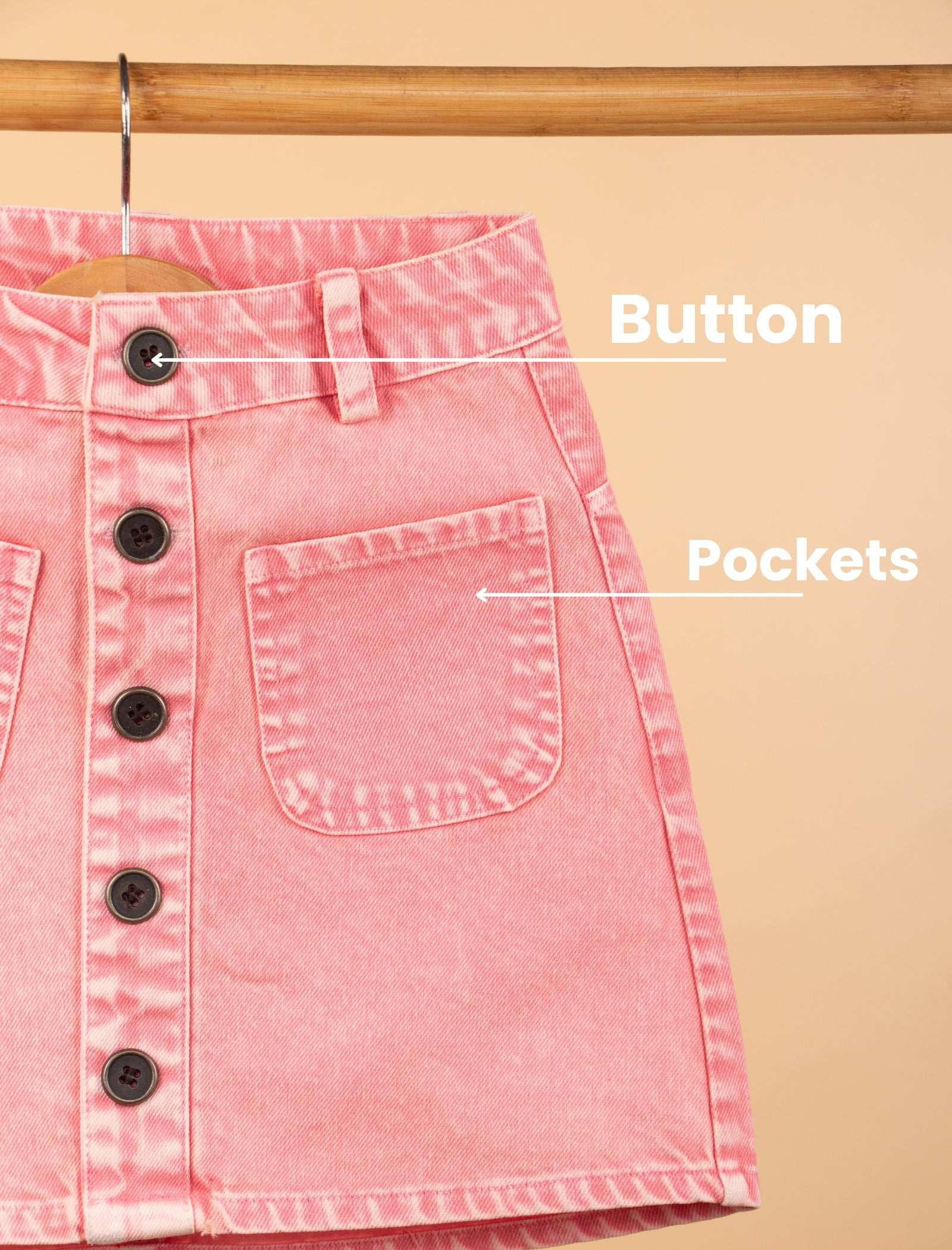 Candy Pop Denim Skirt For Kids Girls (Candy Pink) - Tweeny Mini