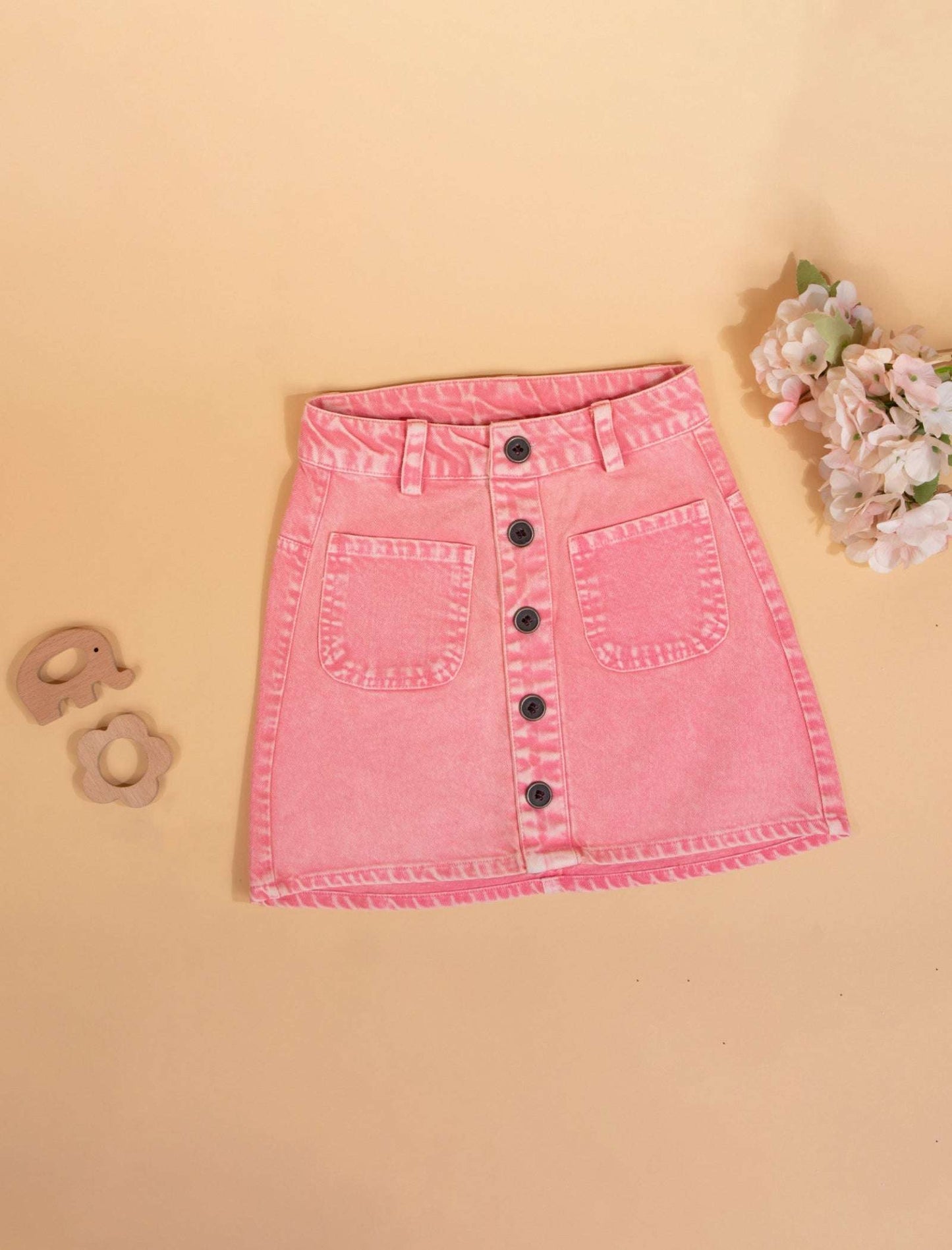 Candy Pop Denim Skirt For Kids Girls (Candy Pink) - Tweeny Mini