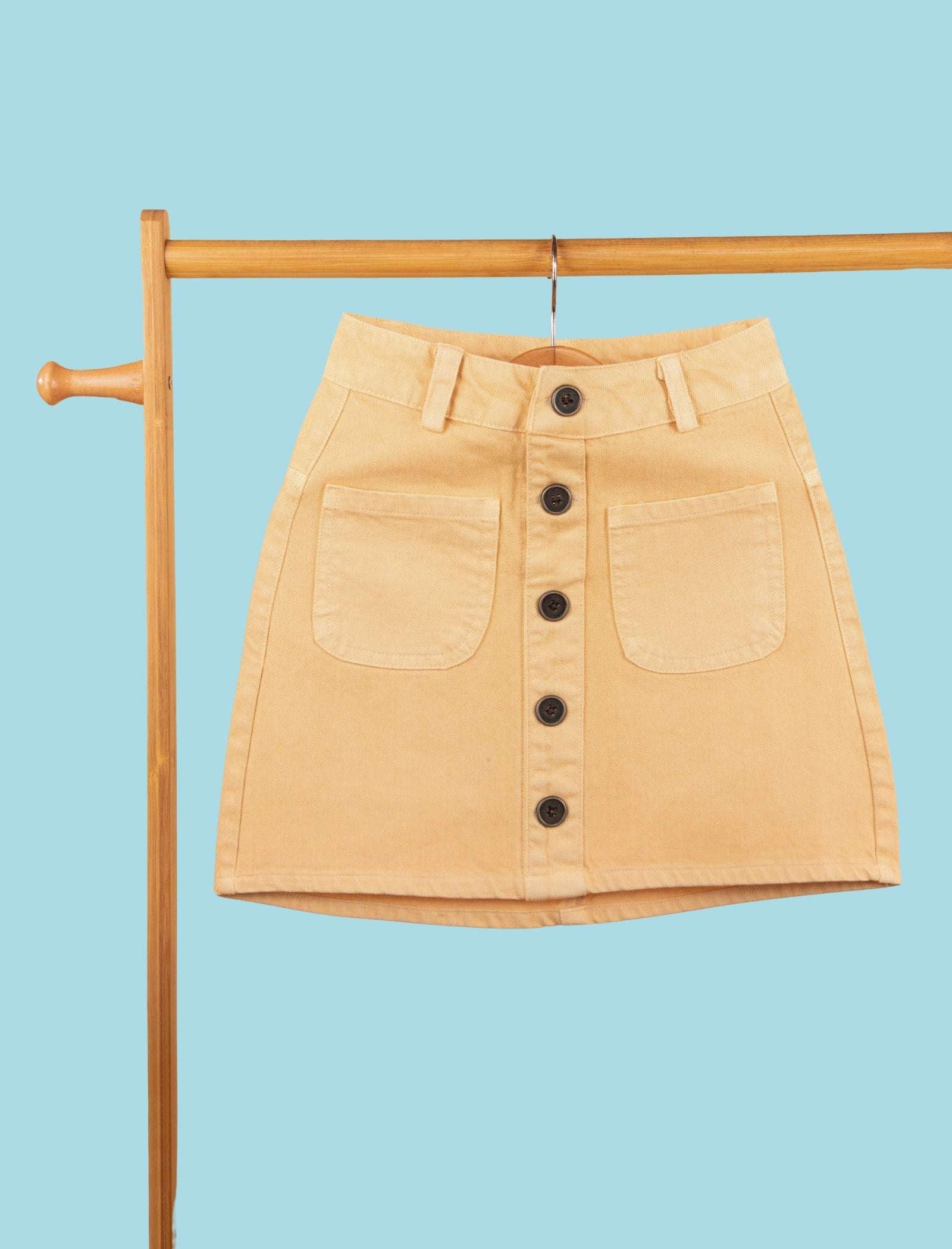 Candy Pop Denim Skirt For Kids Girls (Butterscotch Cream) - Tweeny Mini