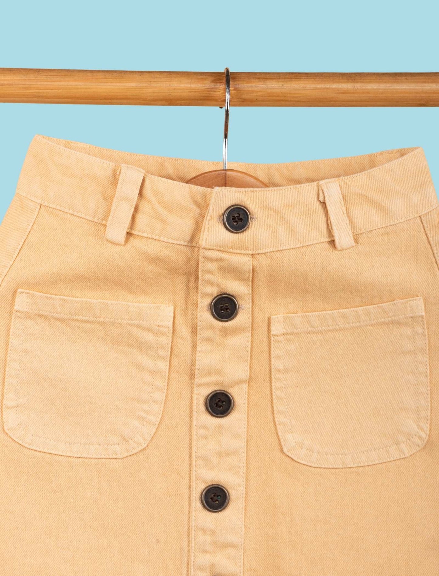 Candy Pop Denim Skirt For Kids Girls (Butterscotch Cream) - Tweeny Mini