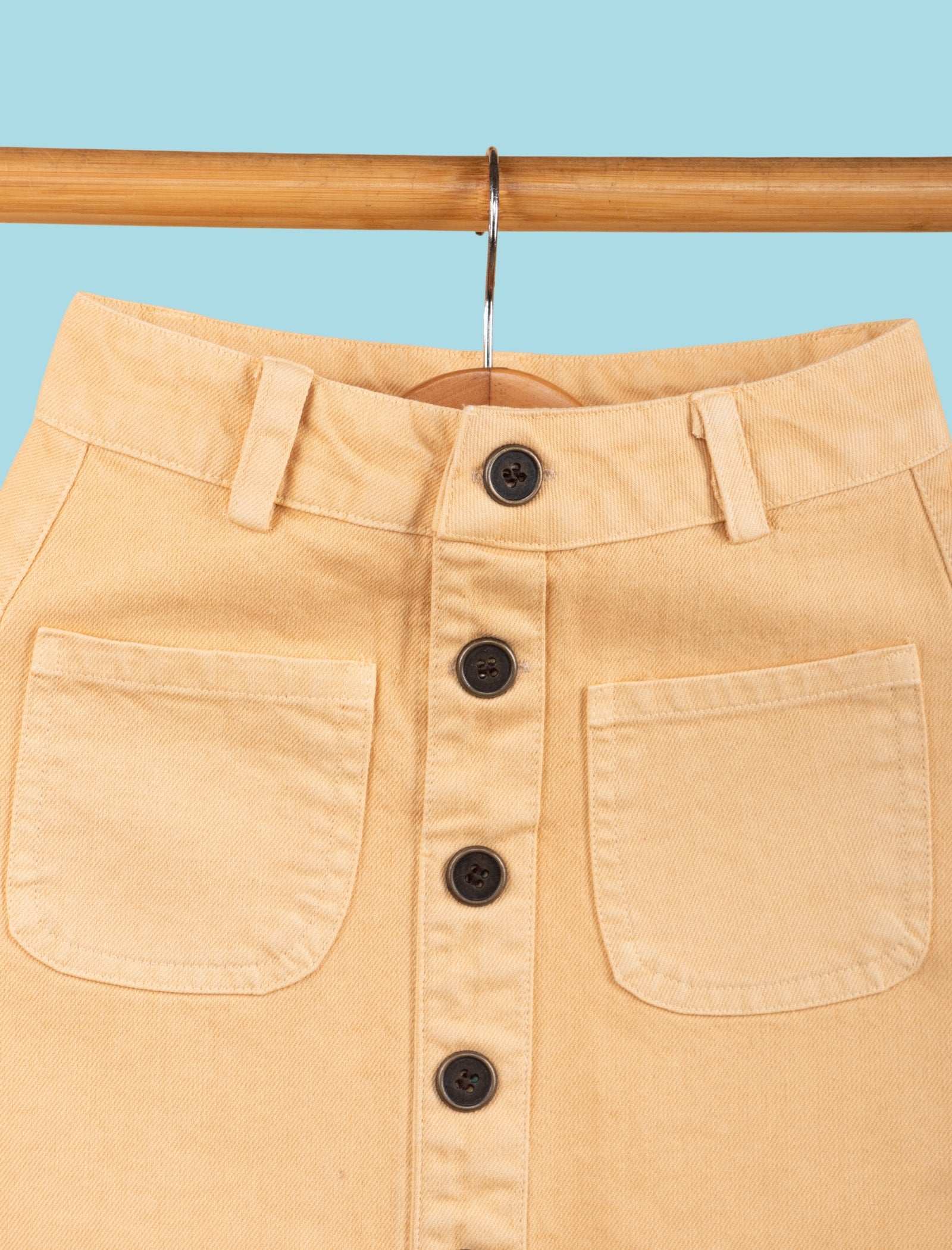 Candy Pop Denim Skirt For Kids Girls (Butterscotch Cream) - Tweeny Mini