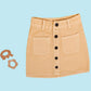 Candy Pop Denim Skirt For Kids Girls (Butterscotch Cream) - Tweeny Mini