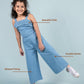 Summer Frilled Denim Jumpsuit for Girls Kids (Blue) - Tweeny Mini