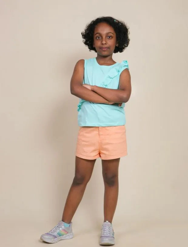 Girls Kids Denim Shorts (Peach)