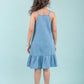 Girls Kids Denim Strappy Pinafore Dress (Light Blue) - Tweeny Mini