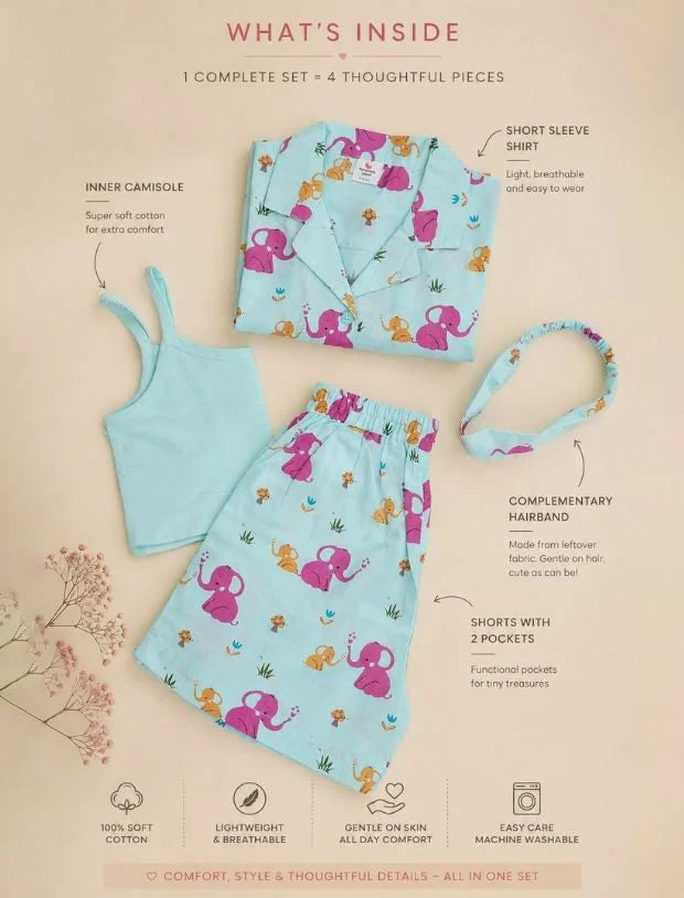 Elephant Printed Night Suit-Tweeny Mini