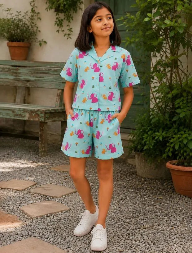 Elephant Printed Night Suit-Tweeny Mini