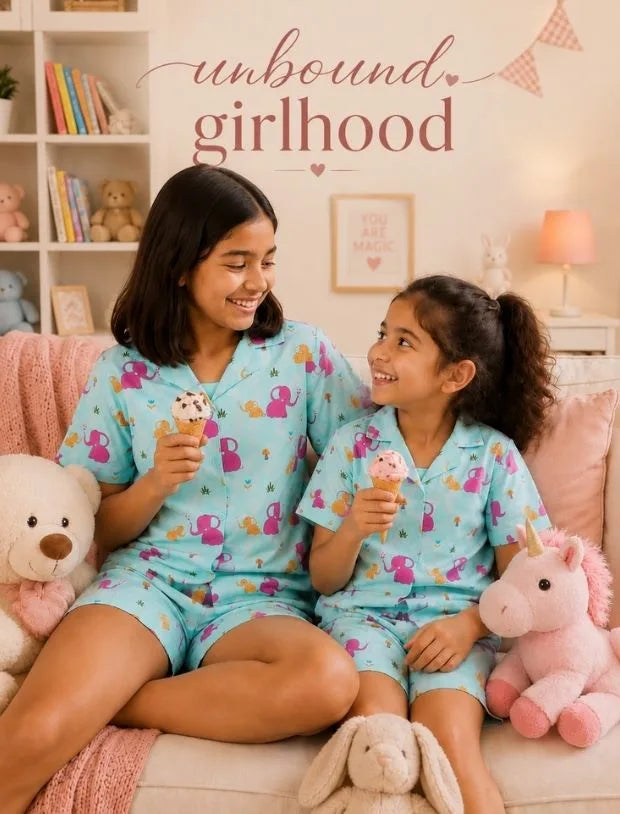 Elephant Printed Night Suit-Tweeny Mini