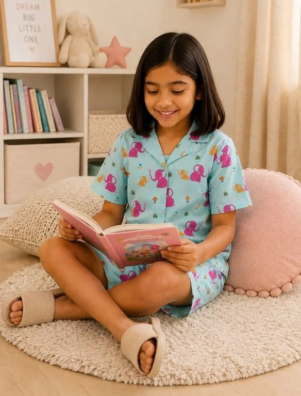 Elephant Printed Night Suit-Tweeny Mini
