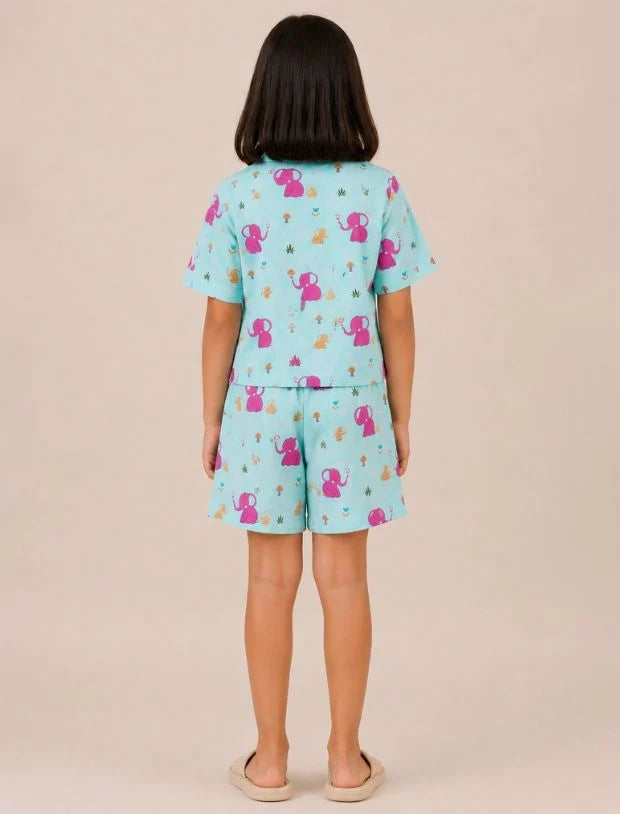 Elephant Printed Night Suit-Tweeny Mini