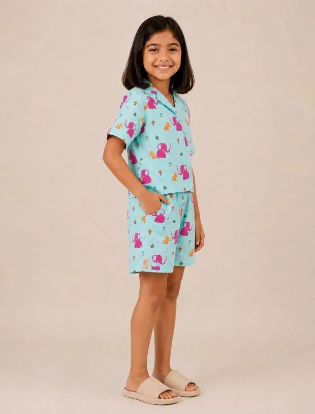 Elephant Printed Night Suit-Tweeny Mini