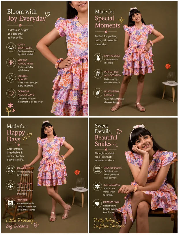 Floral dress Pink-Tweeny Mini