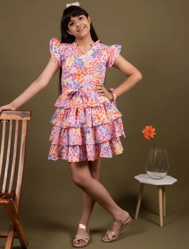 Floral dress Pink-Tweeny Mini