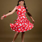 Classic Floral Dress for Girls Kids with Ruffled Sleeves (Red) - Tweeny Mini
