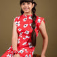 Classic Floral Dress for Girls Kids with Ruffled Sleeves (Red) - Tweeny Mini
