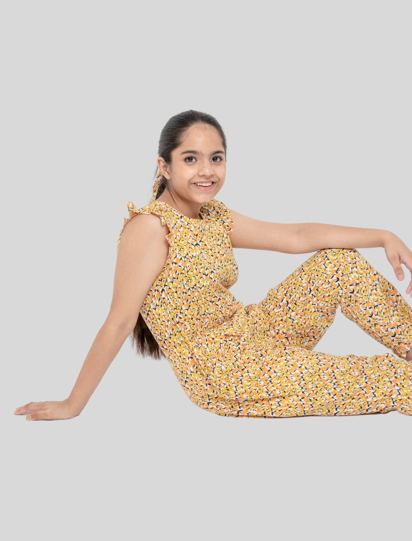 Summer Floral Jumpsuit for Girls Kids (Yellow) - Tweeny Mini