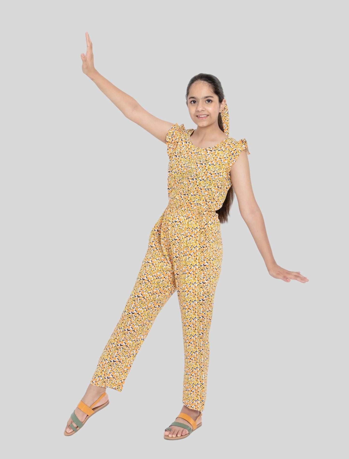 Summer Floral Jumpsuit for Girls Kids (Yellow) - Tweeny Mini