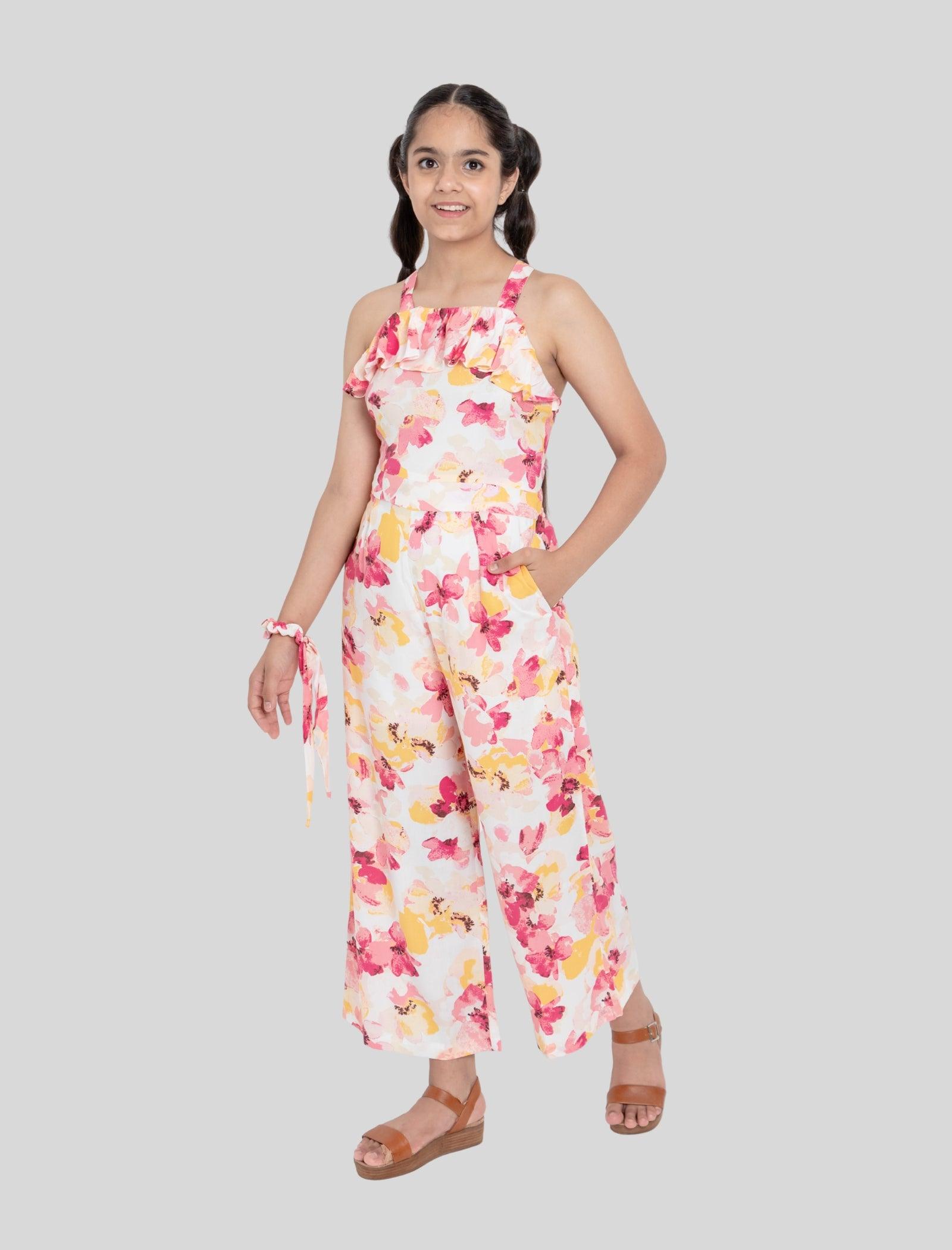 Stylish Summer Floral Jumpsuit for Kids Girls (Multi-color) - Tweeny Mini