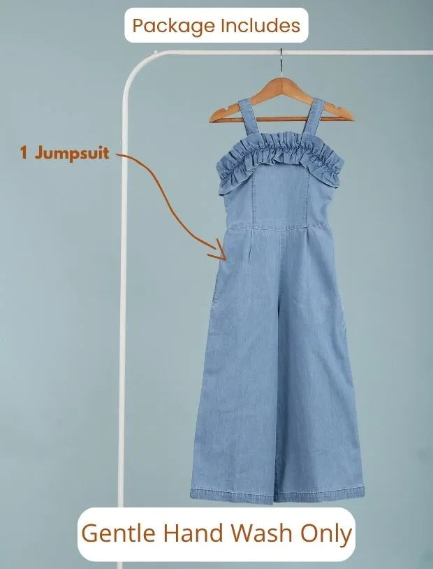 Frilled Denim Jumpsuit-Tweeny Mini
