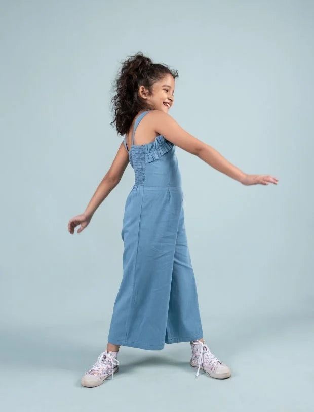 Frilled Denim Jumpsuit-Tweeny Mini
