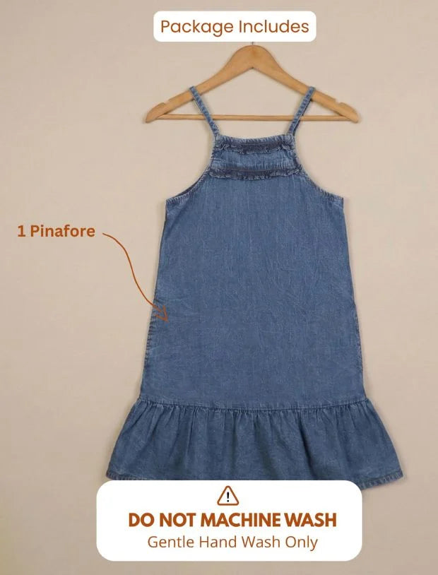 Girls Classic Denim Pinafore Dress (Blue)withut T shirt--Tweeny Mini