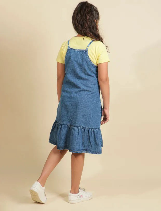 Girls Classic Denim Pinafore Dress (Blue)withut T shirt-Tweeny Mini