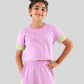 Summer Stylish Colour Block Kids Girls Joggers Set With Crop Top (Purple) - Tweeny Mini