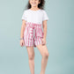 Summer Pure Cotton Kids Girls Striped Shorts (Pink) - Tweeny Mini