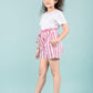 Summer Pure Cotton Kids Girls Striped Shorts (Pink) - Tweeny Mini