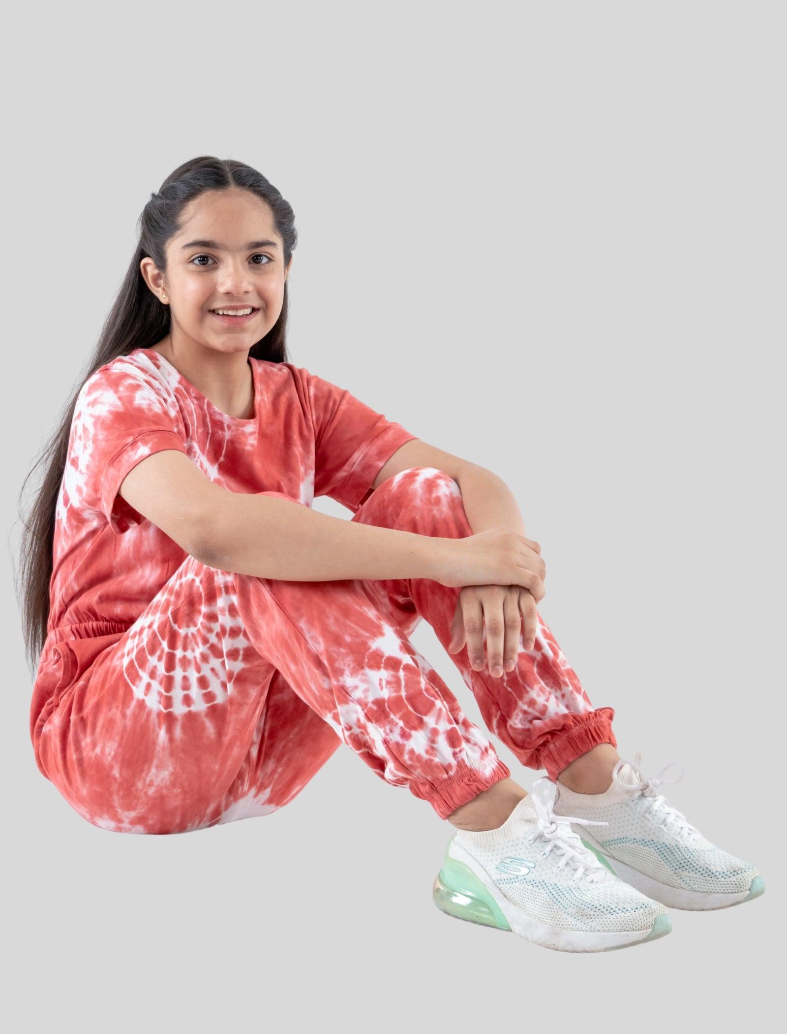 Summer Girls Tie Dye Jumpsuit for Kids (Mineral Red) - Tweeny Mini