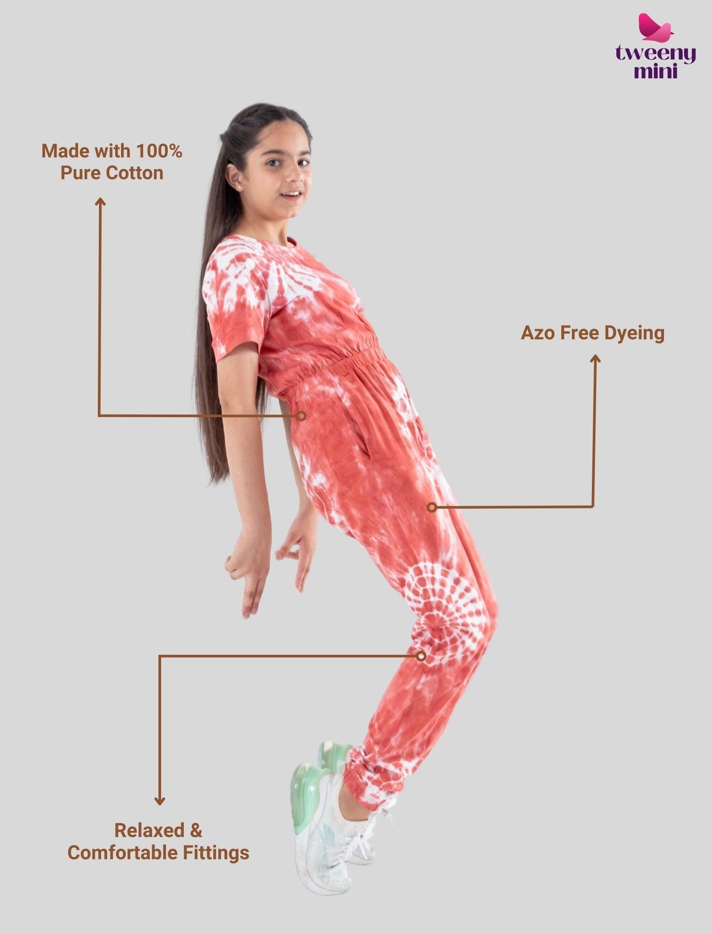 Summer Girls Tie Dye Jumpsuit for Kids (Mineral Red) - Tweeny Mini