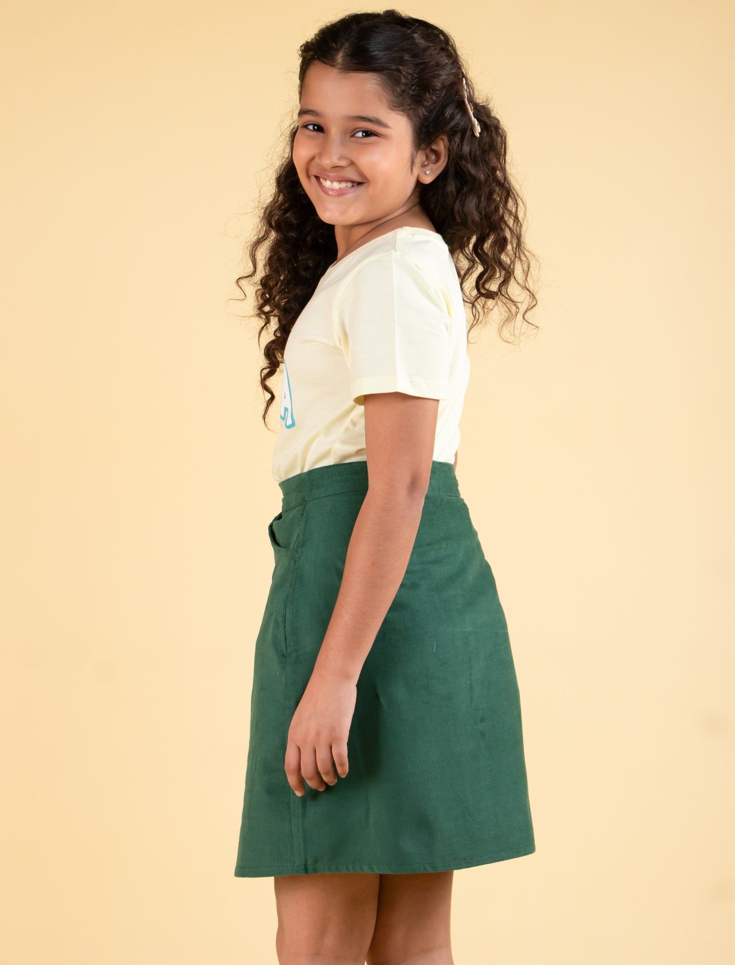 Stylish Girls Top Skirt Set Comfortable Outfit for Kids (Green) - Tweeny Mini