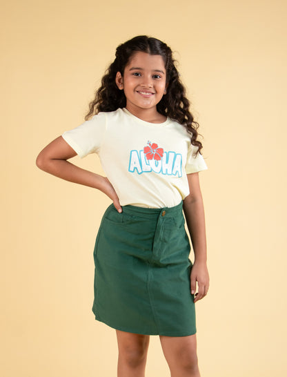 Stylish Girls Top Skirt Set Comfortable Outfit for Kids (Green) - Tweeny Mini