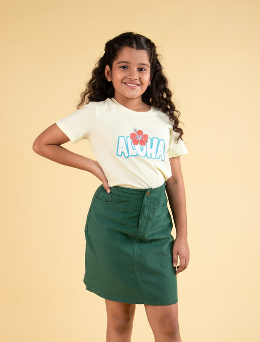 Stylish Girls Top Skirt Set Comfortable Outfit for Kids (Green) - Tweeny Mini