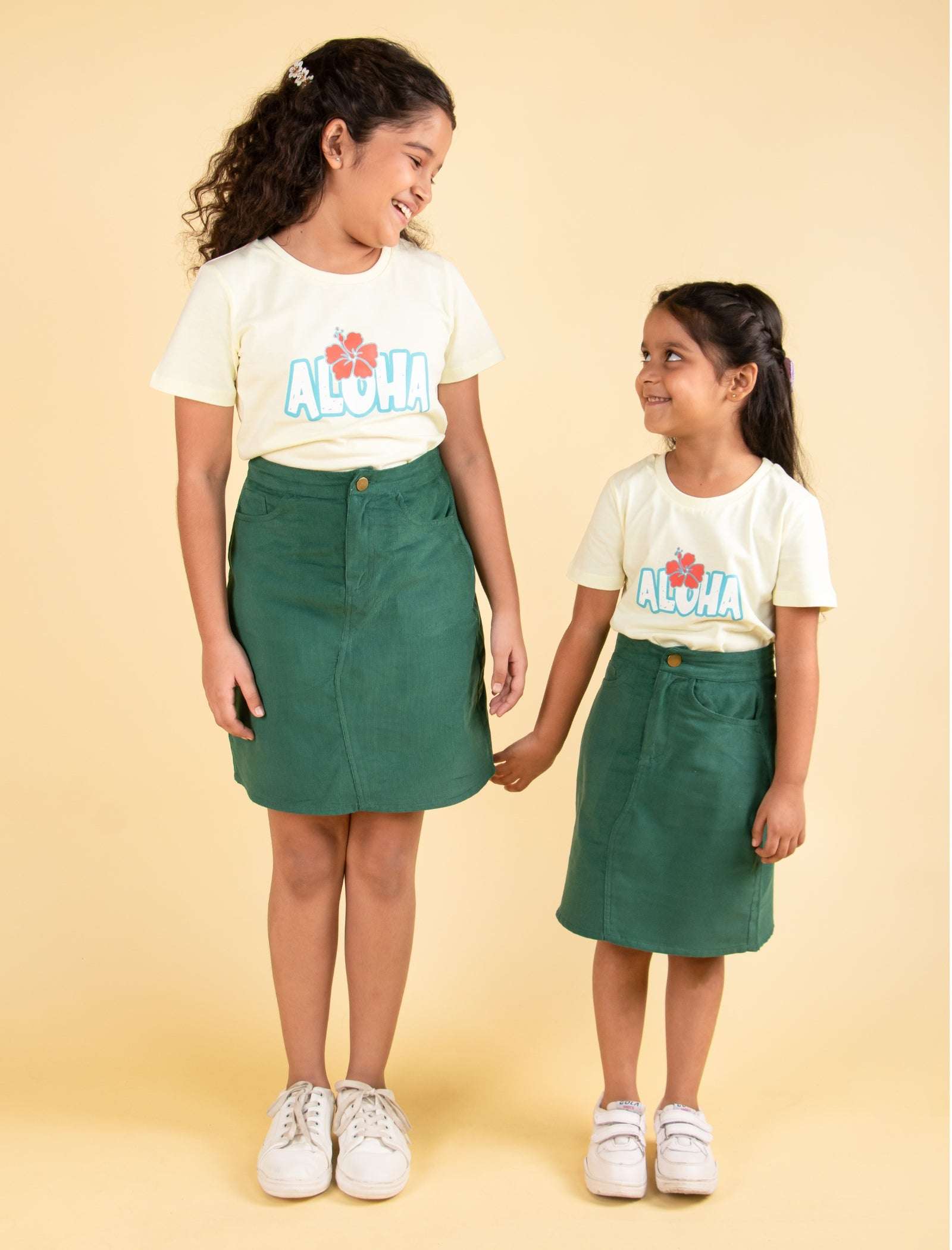 Stylish Girls Top Skirt Set Comfortable Outfit for Kids (Green) - Tweeny Mini