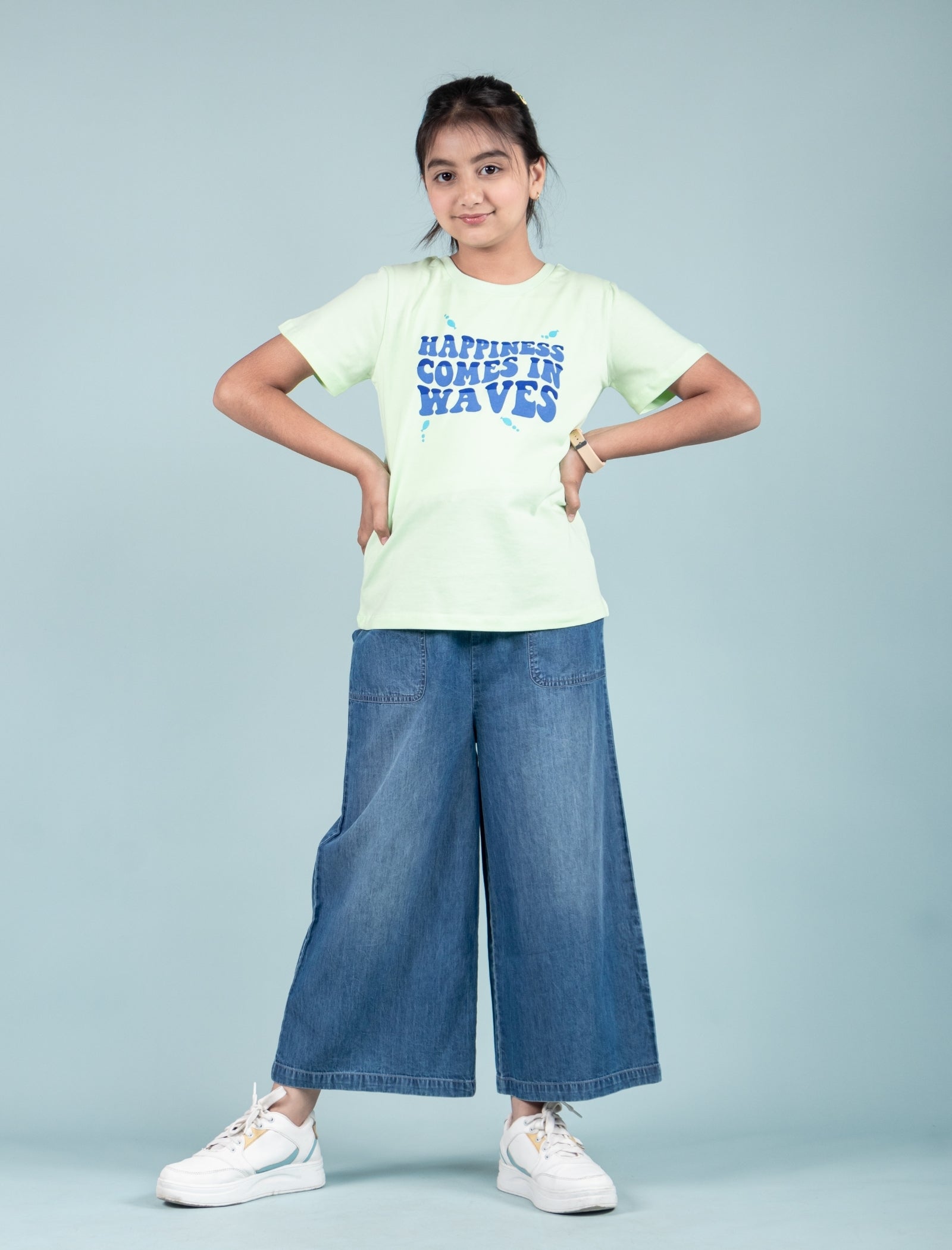 Summer Printed Graphic Tees for Girls Kids (Lime Green) - Tweeny Mini