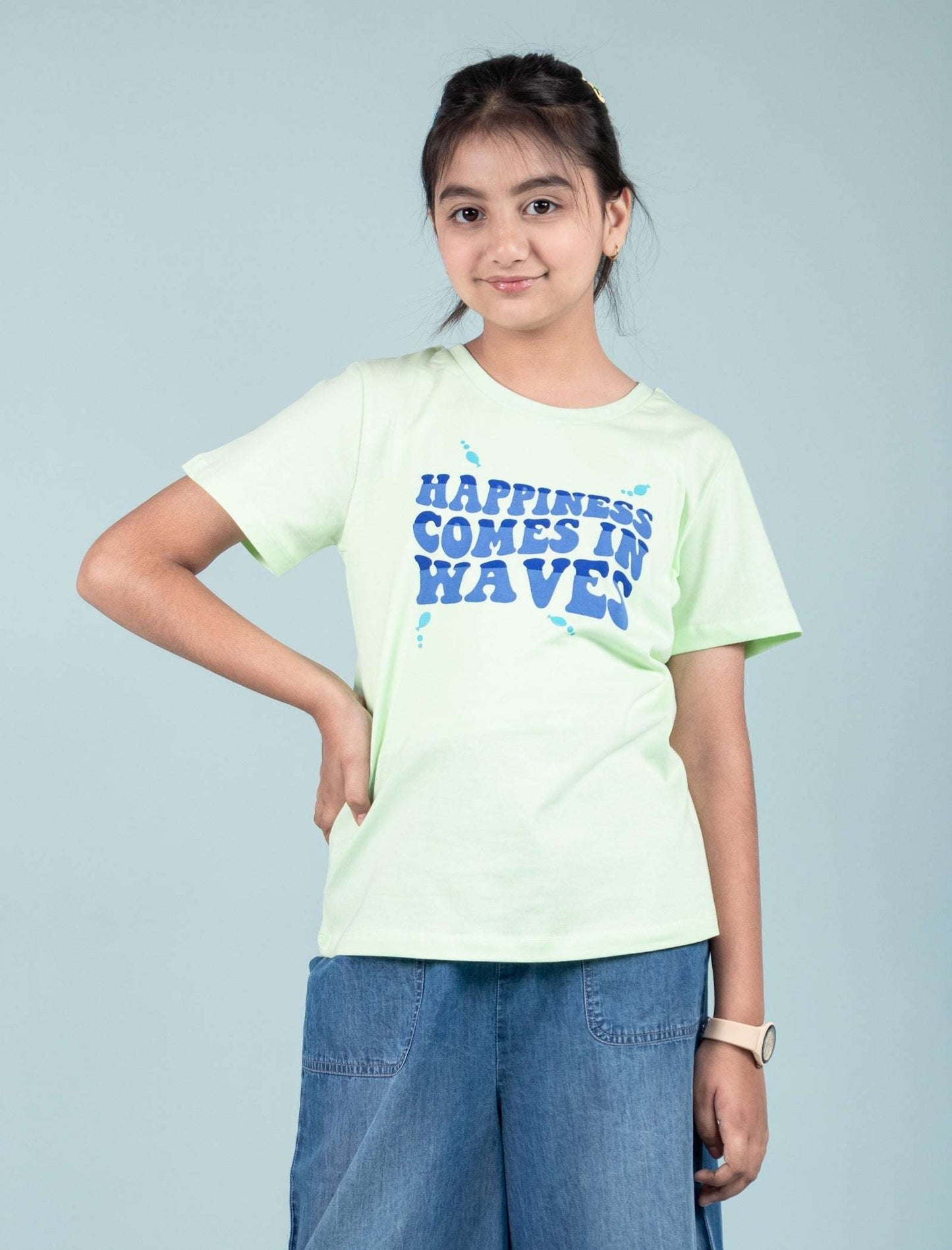 Summer Printed Graphic Tees for Girls Kids (Lime Green) - Tweeny Mini