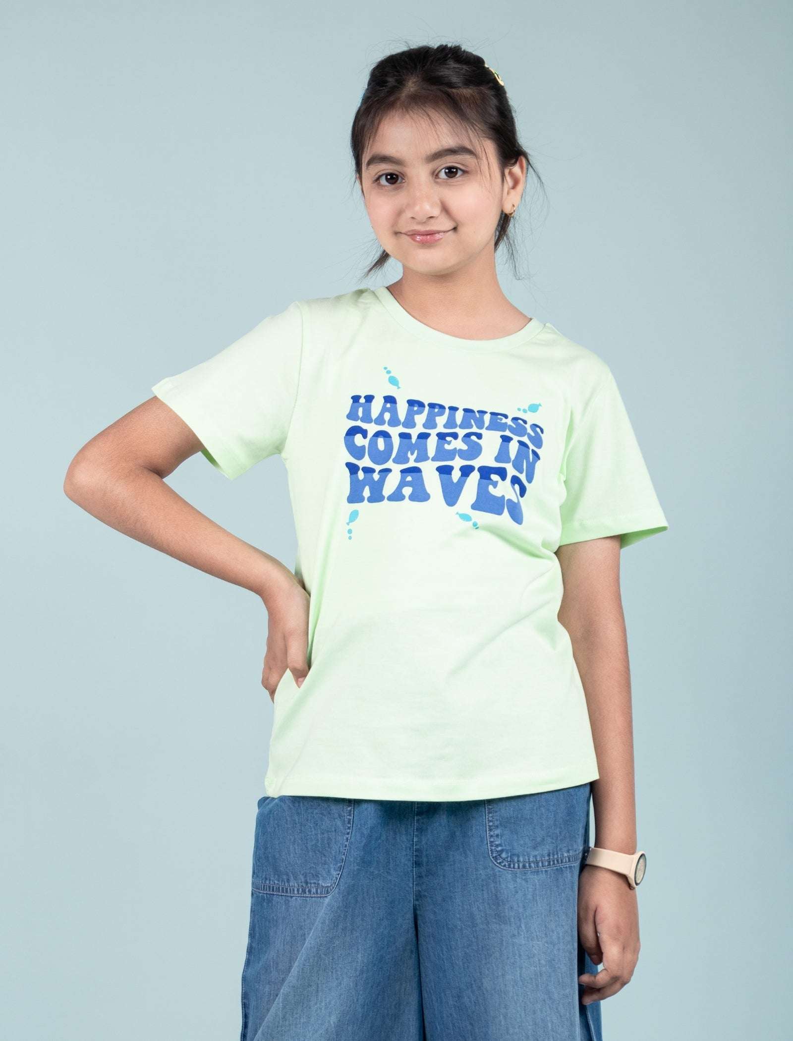 Summer Printed Graphic Tees for Girls Kids (Lime Green) - Tweeny Mini